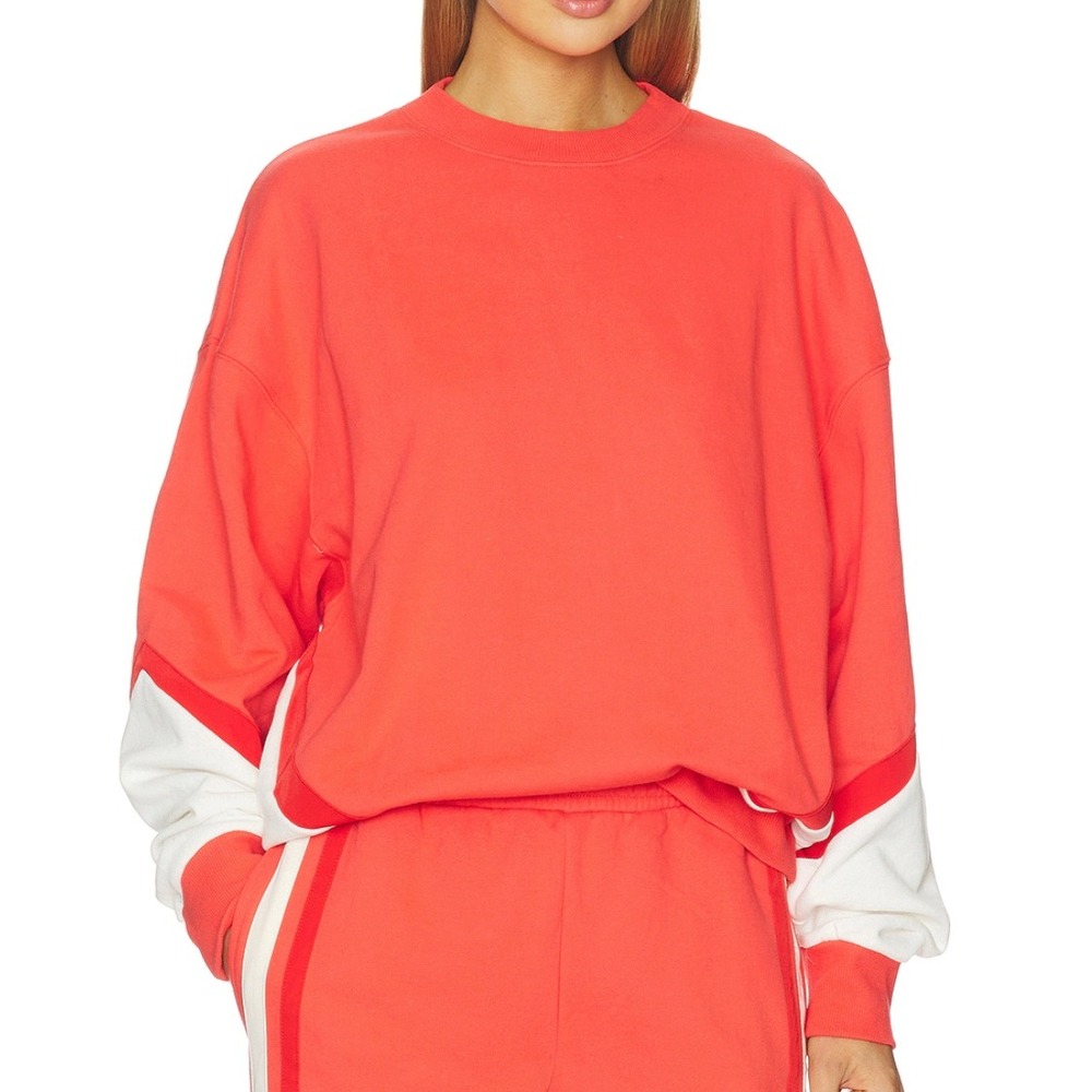 Araminta James Womens Red Colorblock Cotton Sweatshirt Size L BM